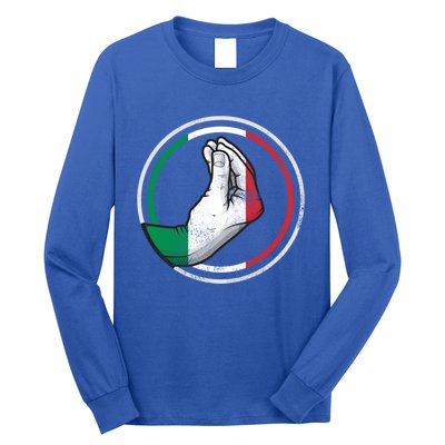 Funny Italy Hand Gesture Italian Flag Gift Long Sleeve Shirt