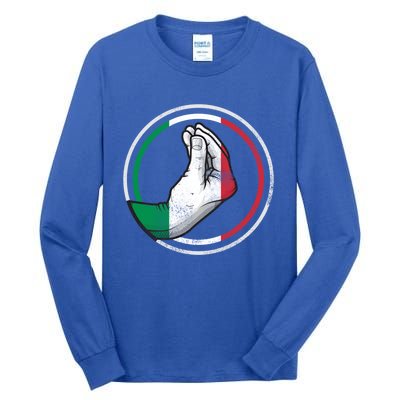 Funny Italy Hand Gesture Italian Flag Gift Tall Long Sleeve T-Shirt