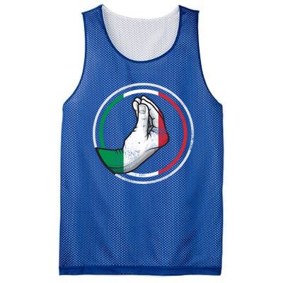 Funny Italy Hand Gesture Italian Flag Gift Mesh Reversible Basketball Jersey Tank