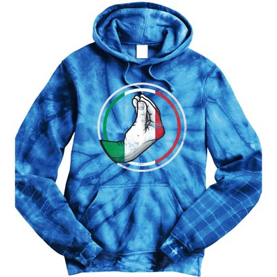 Funny Italy Hand Gesture Italian Flag Gift Tie Dye Hoodie