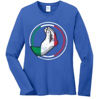 Funny Italy Hand Gesture Italian Flag Gift Ladies Long Sleeve Shirt