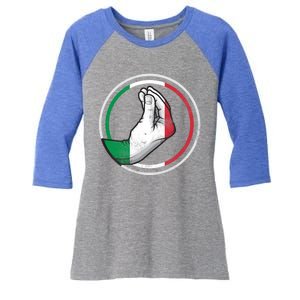 Funny Italy Hand Gesture Italian Flag Gift Women's Tri-Blend 3/4-Sleeve Raglan Shirt