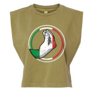 Funny Italy Hand Gesture Italian Flag Gift Garment-Dyed Women's Muscle Tee