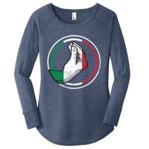 Funny Italy Hand Gesture Italian Flag Gift Women's Perfect Tri Tunic Long Sleeve Shirt