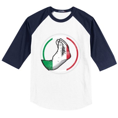 Funny Italy Hand Gesture Italian Flag Gift Baseball Sleeve Shirt