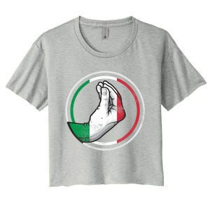 Funny Italy Hand Gesture Italian Flag Gift Women's Crop Top Tee