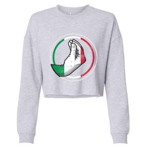 Funny Italy Hand Gesture Italian Flag Gift Cropped Pullover Crew