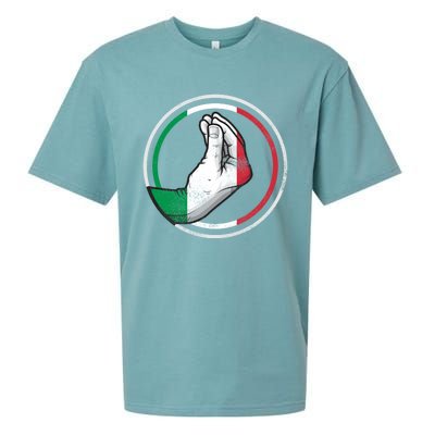 Funny Italy Hand Gesture Italian Flag Gift Sueded Cloud Jersey T-Shirt