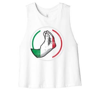 Funny Italy Hand Gesture Italian Flag Gift Women's Racerback Cropped Tank