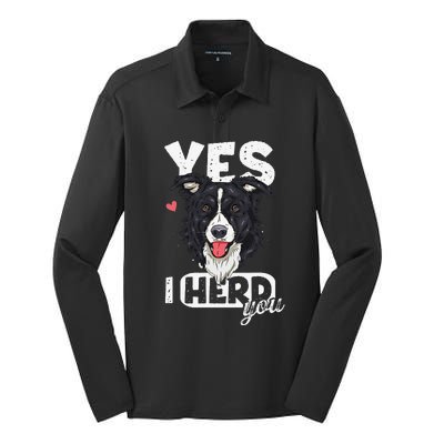 Funny I Herd You Border Collie Dog Lover Silk Touch Performance Long Sleeve Polo