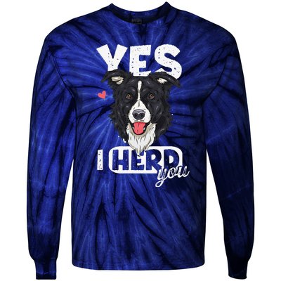 Funny I Herd You Border Collie Dog Lover Tie-Dye Long Sleeve Shirt