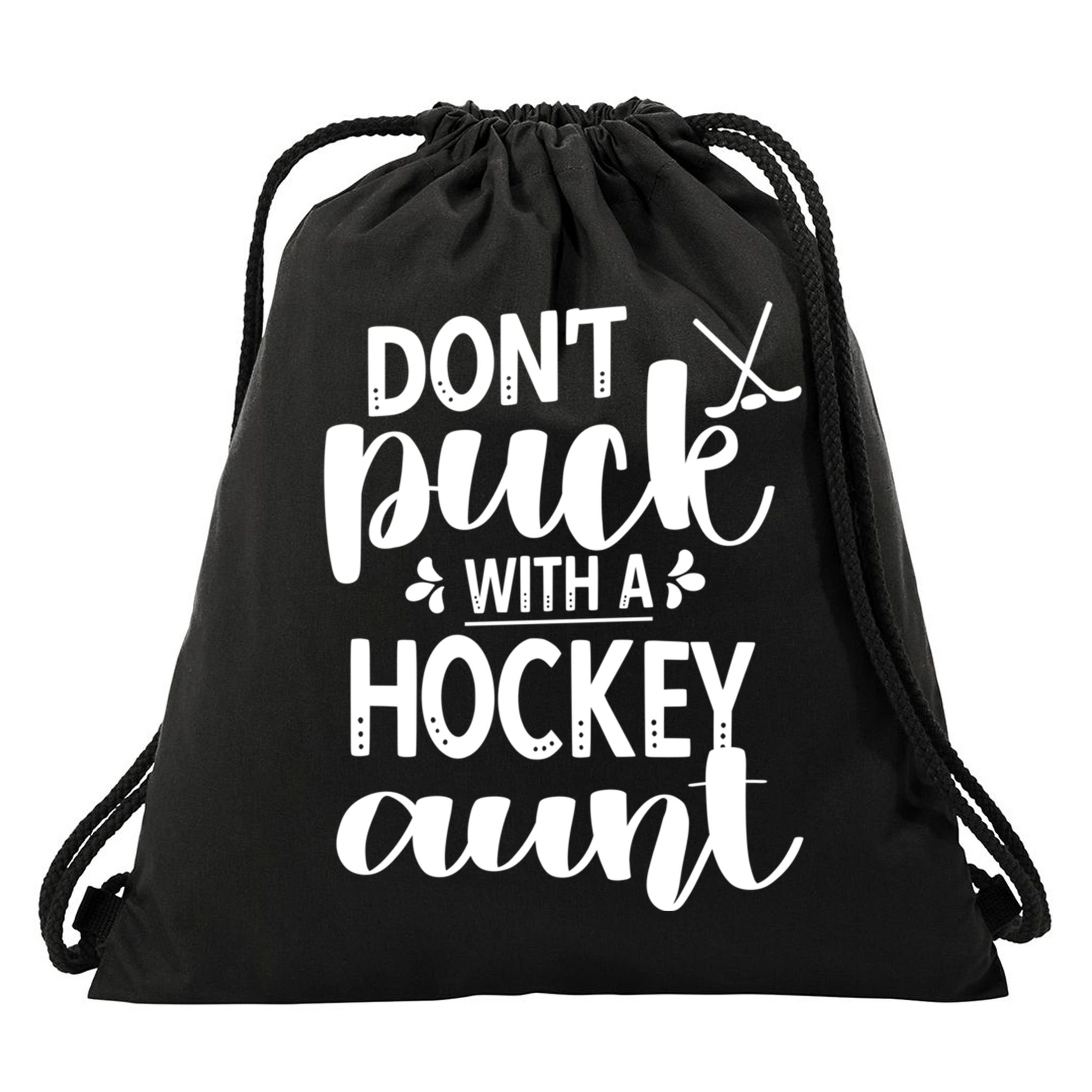 Funny Ice Hockey Aunt Of An Ice Hockey Player Auntie Gift Drawstring Bag