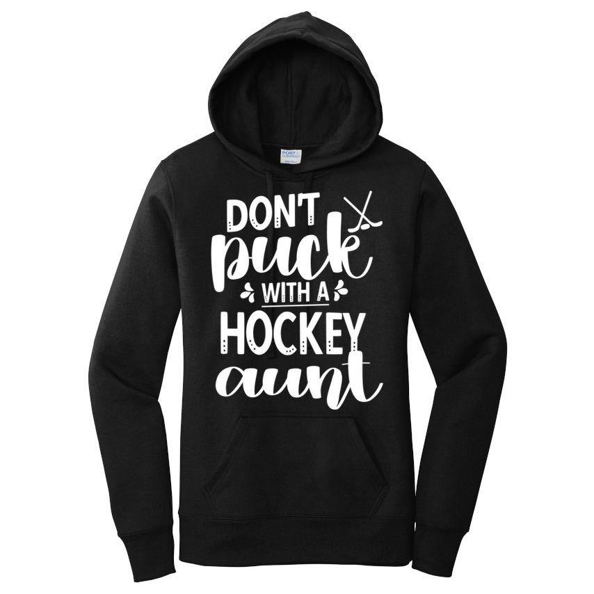 Funny Ice Hockey Aunt Of An Ice Hockey Player Auntie Gift Women's Pullover Hoodie