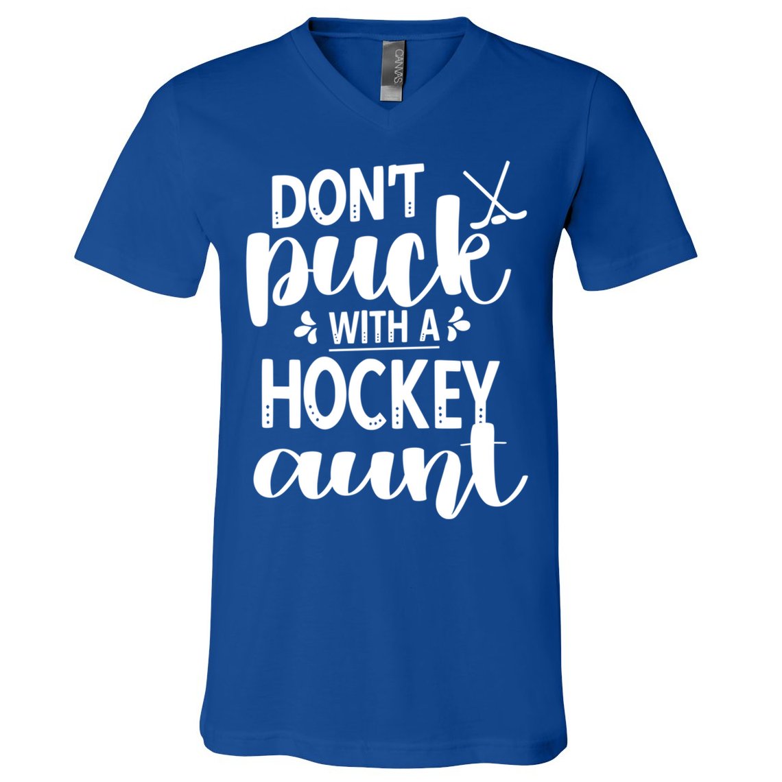 Funny Ice Hockey Aunt Of An Ice Hockey Player Auntie Gift V-Neck T-Shirt