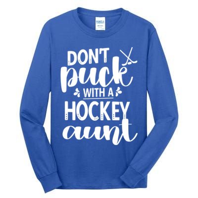 Funny Ice Hockey Aunt Of An Ice Hockey Player Auntie Gift Tall Long Sleeve T-Shirt