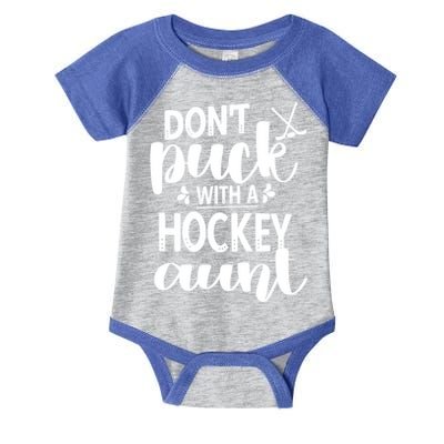 Funny Ice Hockey Aunt Of An Ice Hockey Player Auntie Gift Infant Baby Jersey Bodysuit