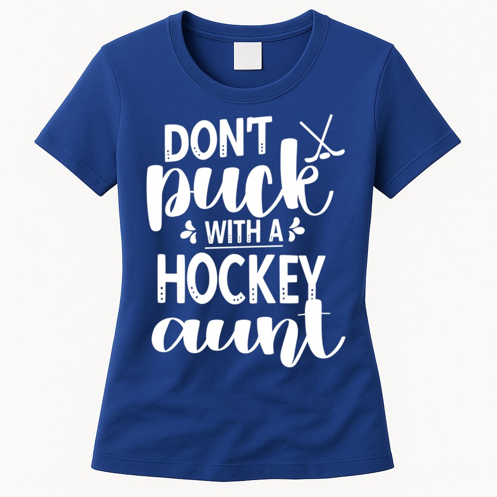 Funny Ice Hockey Aunt Of An Ice Hockey Player Auntie Gift Womens T-Shirt