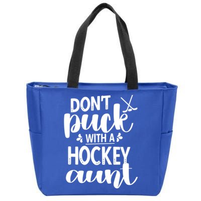 Funny Ice Hockey Aunt Of An Ice Hockey Player Auntie Gift Zip Tote Bag