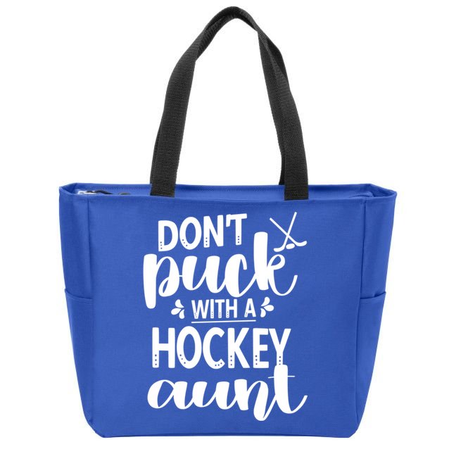 Funny Ice Hockey Aunt Of An Ice Hockey Player Auntie Gift Zip Tote Bag