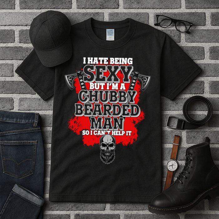 Funny I Hate Being Sexy But Im A Chubby Bearded Man So I CanT Help It Tall T-Shirt