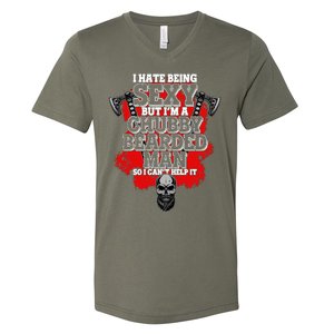 Funny I Hate Being Sexy But Im A Chubby Bearded Man So I CanT Help It V-Neck T-Shirt