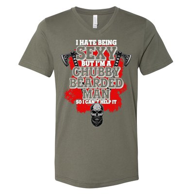Funny I Hate Being Sexy But Im A Chubby Bearded Man So I CanT Help It V-Neck T-Shirt