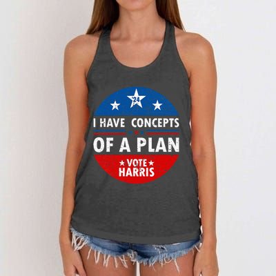 Funny I Have Concepts Of A Plan Harris Walz Waltz 2024 Usa Women's Knotted Racerback Tank