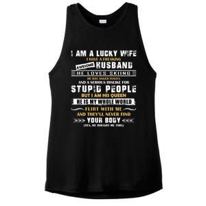 Funny I Have A Freaking Awesome Husband He Loves Skiing Gift Ladies PosiCharge Tri-Blend Wicking Tank