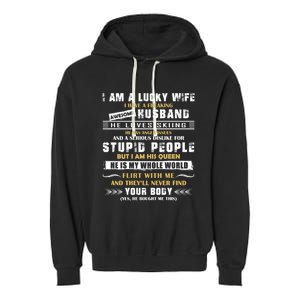 Funny I Have A Freaking Awesome Husband He Loves Skiing Gift Garment-Dyed Fleece Hoodie