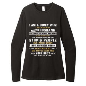 Funny I Have A Freaking Awesome Husband He Loves Skiing Gift Womens CVC Long Sleeve Shirt