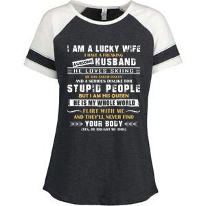 Funny I Have A Freaking Awesome Husband He Loves Skiing Gift Enza Ladies Jersey Colorblock Tee