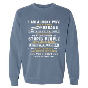 Funny I Have A Freaking Awesome Husband He Loves Skiing Gift Garment-Dyed Sweatshirt