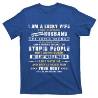 Funny I Have A Freaking Awesome Husband He Loves Skiing Gift T-Shirt