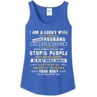 Funny I Have A Freaking Awesome Husband He Loves Skiing Gift Ladies Essential Tank