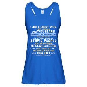 Funny I Have A Freaking Awesome Husband He Loves Skiing Gift Ladies Essential Flowy Tank