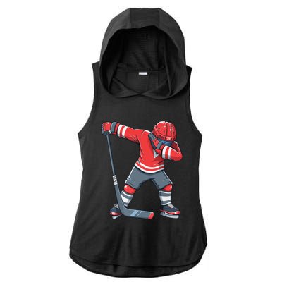 Funny Ice Hockey Dab Apparel, Dabbing Player Ladies PosiCharge Tri-Blend Wicking Draft Hoodie Tank