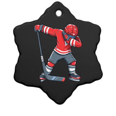 Funny Ice Hockey Dab Apparel, Dabbing Player Ceramic Star Ornament