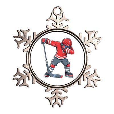 Funny Ice Hockey Dab Apparel, Dabbing Player Metallic Star Ornament