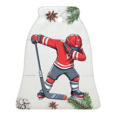 Funny Ice Hockey Dab Apparel, Dabbing Player Ceramic Bell Ornament