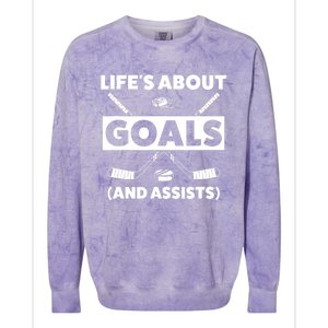 Funny Ice Hockey For Boy Lifes About Goals Gift Colorblast Crewneck Sweatshirt