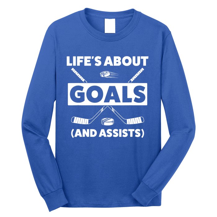 Funny Ice Hockey For Boy Lifes About Goals Gift Long Sleeve Shirt