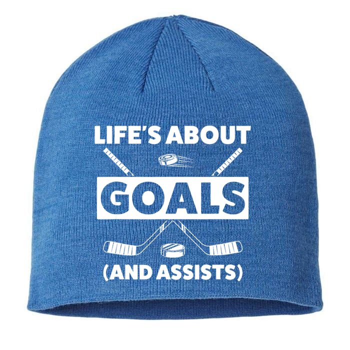 Funny Ice Hockey For Boy Lifes About Goals Gift Sustainable Beanie