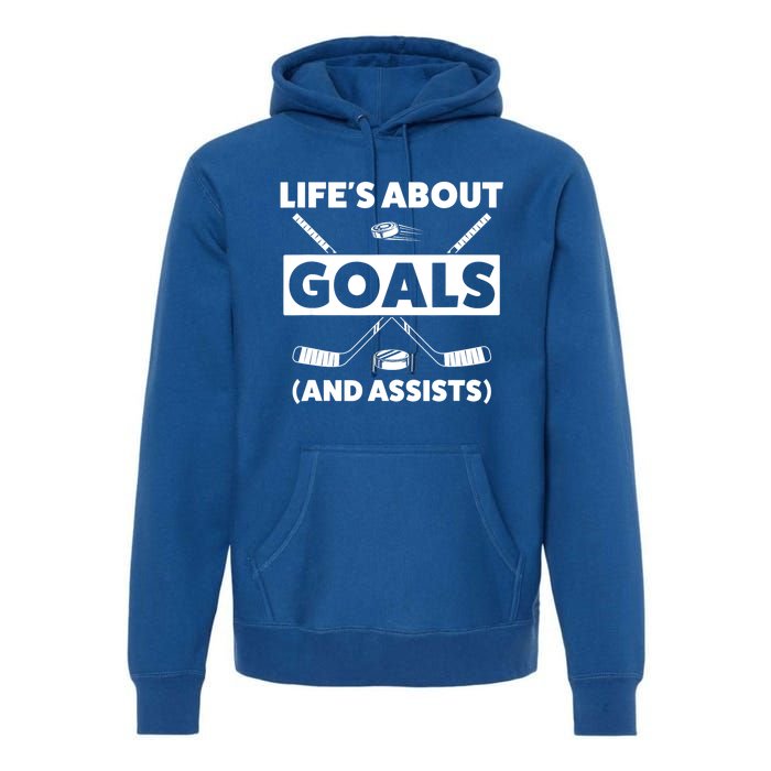 Funny Ice Hockey For Boy Lifes About Goals Gift Premium Hoodie