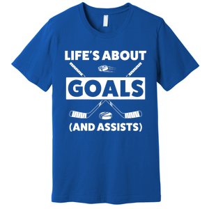 Funny Ice Hockey For Boy Lifes About Goals Gift Premium T-Shirt