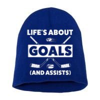 Funny Ice Hockey For Boy Lifes About Goals Gift Short Acrylic Beanie