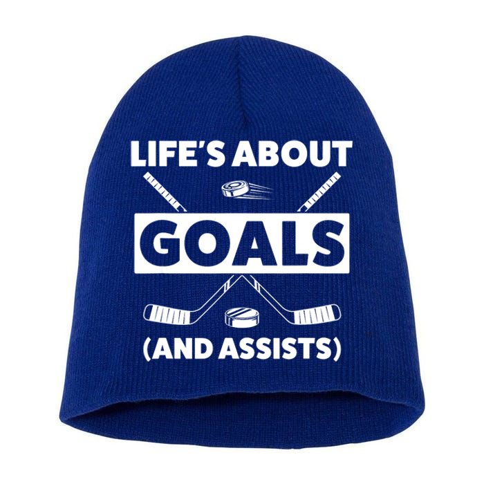 Funny Ice Hockey For Boy Lifes About Goals Gift Short Acrylic Beanie