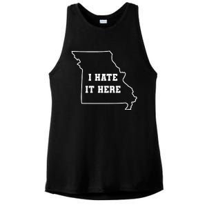 Funny I Hate It Here Missouri Mo State Joke Ladies PosiCharge Tri-Blend Wicking Tank