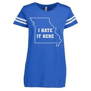 Funny I Hate It Here Missouri Mo State Joke Enza Ladies Jersey Football T-Shirt