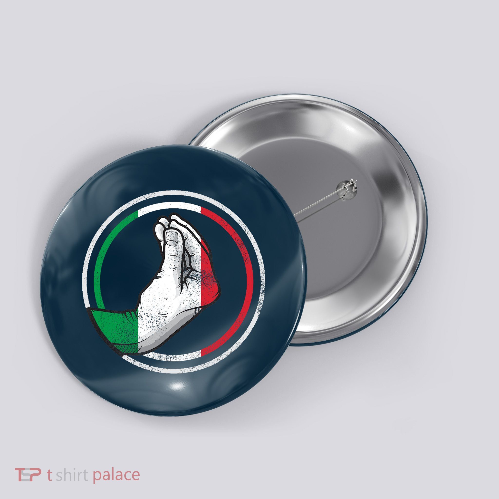 Funny Italy Hand Gesture Italian Flag Button