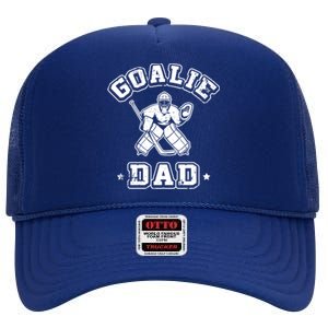 Father Ice Hockey Player Coach Fan Goalie Dad Hockey Sports High Crown Mesh Back Trucker Hat